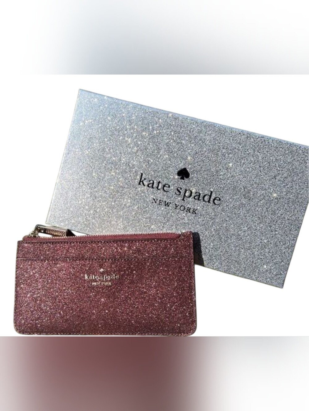 KATE SPADE BOXED LARGE SLIM CARDHOLDER IN DEEP NOVA GLITTER